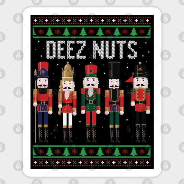 Deez Nutz ugly christmas sweater Sticker by MZeeDesigns